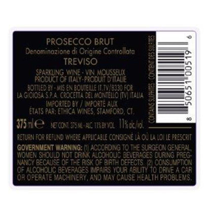 La Gioiosa Prosecco Treviso Brut - 200ML - Back Label