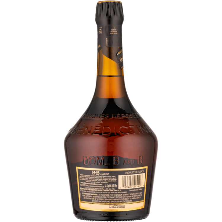 Benedictine Brandy Liqueur B&B 80 - 750ML - Back