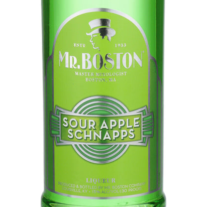 Mr. Boston Sour Apple Schnapps 30 - 1.0L - Front Label