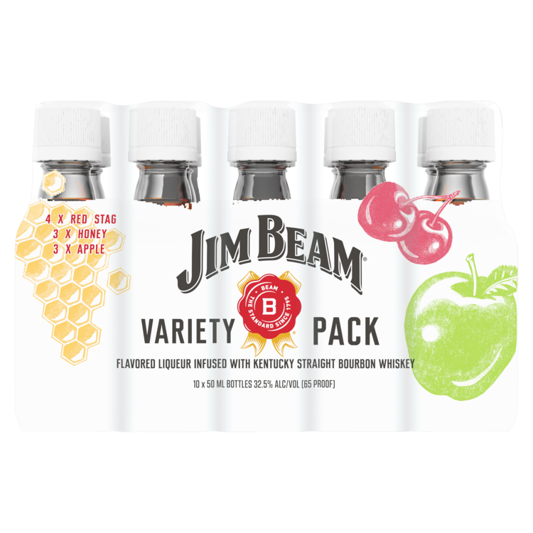 Jim Beam Flavored Whiskey Combo Honey 36, Apple 36 & Black Cherry 48 - 50ML - Back