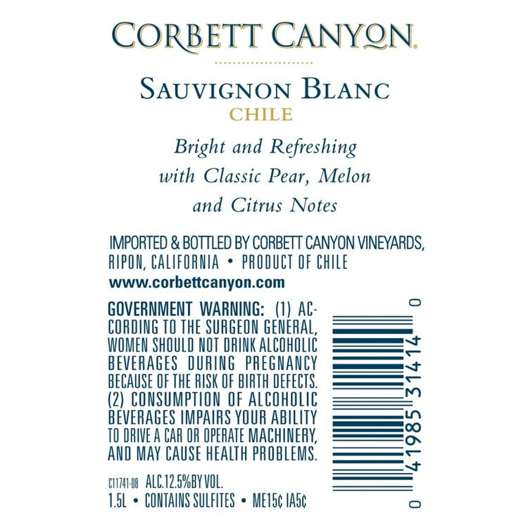 Corbett Canyon Sauvignon Blanc California - 1.5L - Back