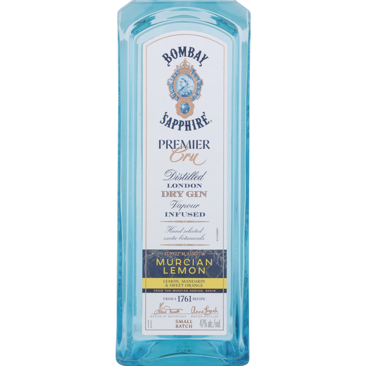 Bombay Gin Sapphire Premier Cru Murcian Lemon 94 - 1.0L - Front Label