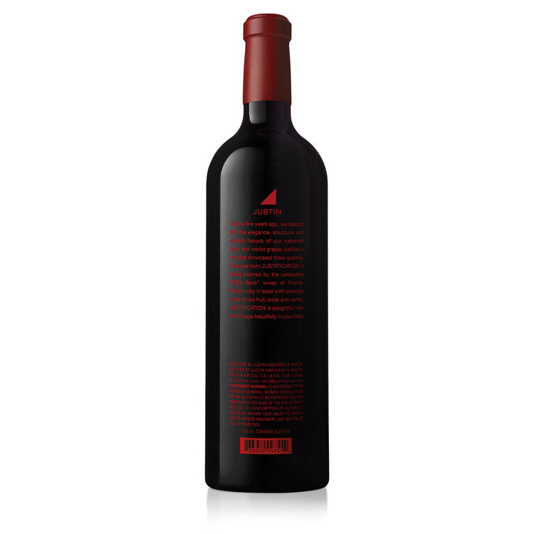 Justin Justification Paso Robles 2022 - 750ML - Back