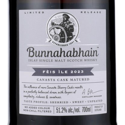 Bunnahabhain Single Malt Scotch Feis Ile 2023 Canasta Cask Matured Lim - 700ML - Front Label