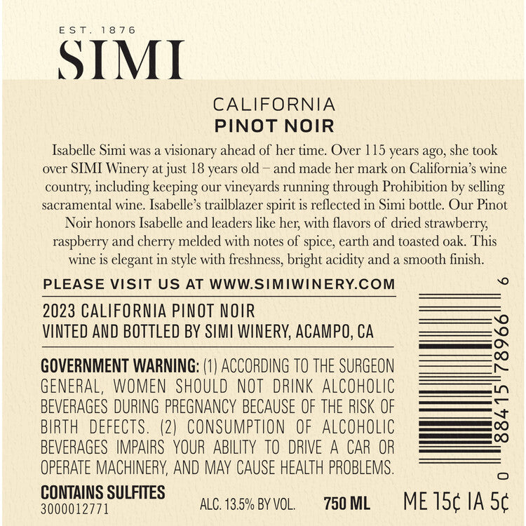 Simi Pinot Noir California 2022 - 750ML