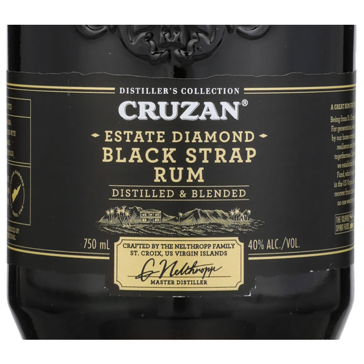 Cruzan Dark Rum Black Strap Estate Diamond 80 - 750ML - Front Label