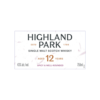 Highland Park Single Malt Scotch 12 Yr 86 - 750ML - Front Label