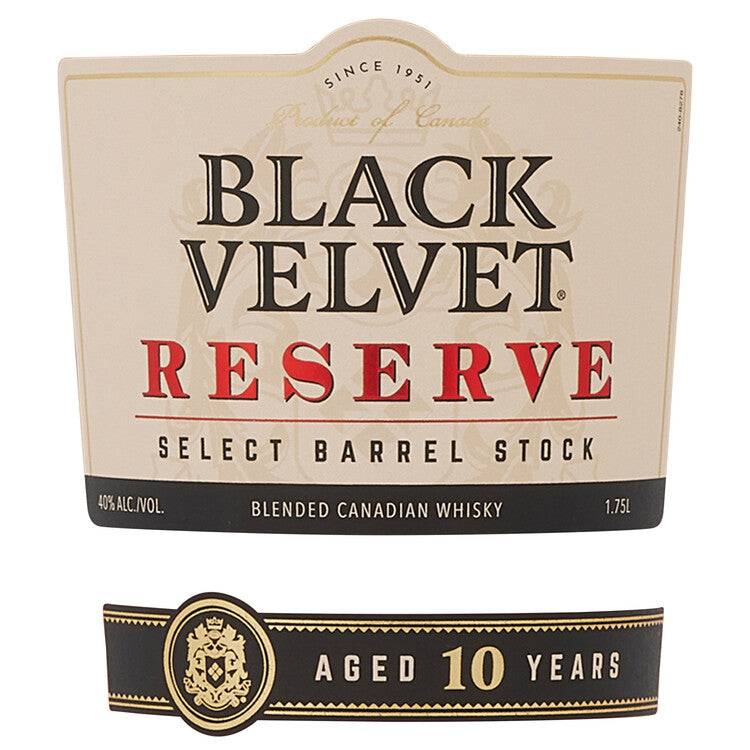 Black Velvet Canadian Whisky Reserve Select Stock 10 Yr 80 - 1.75L