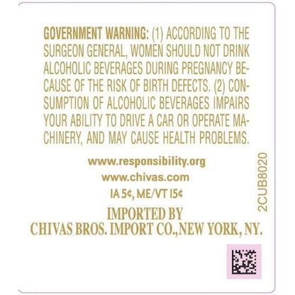 Chivas Regal Blended Scotch Original 25 Yr 80 With Carton - 750ML - Back Label