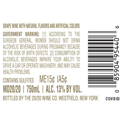 Md 20/20 Strawberry & Kiwi - 750ML - Back Label