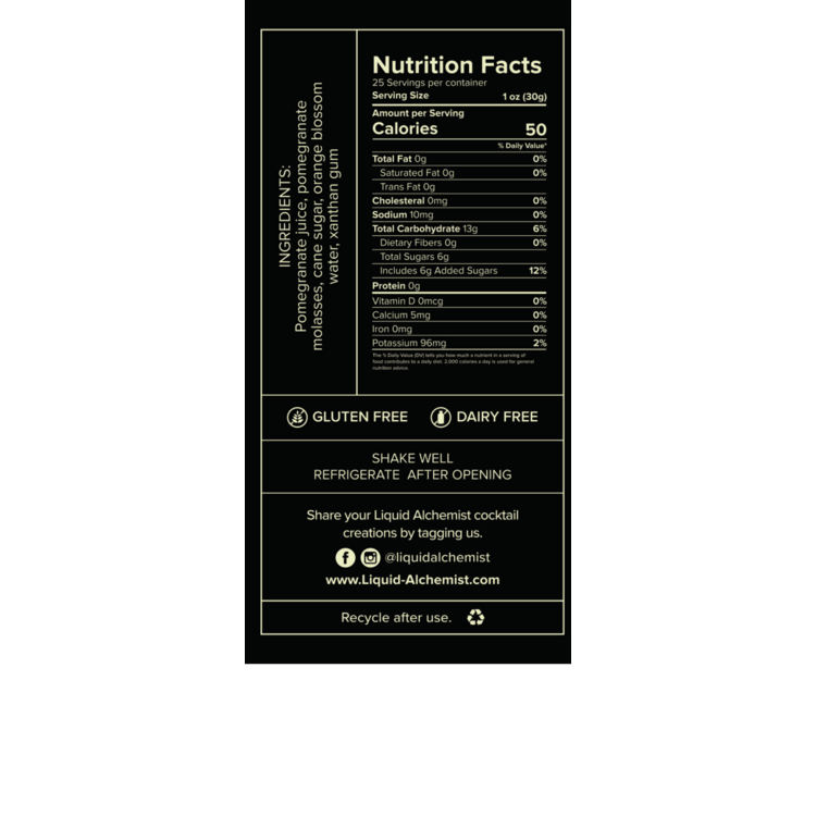 Liquid Alchemist Grenadine Syrup - 750ML - Back Label