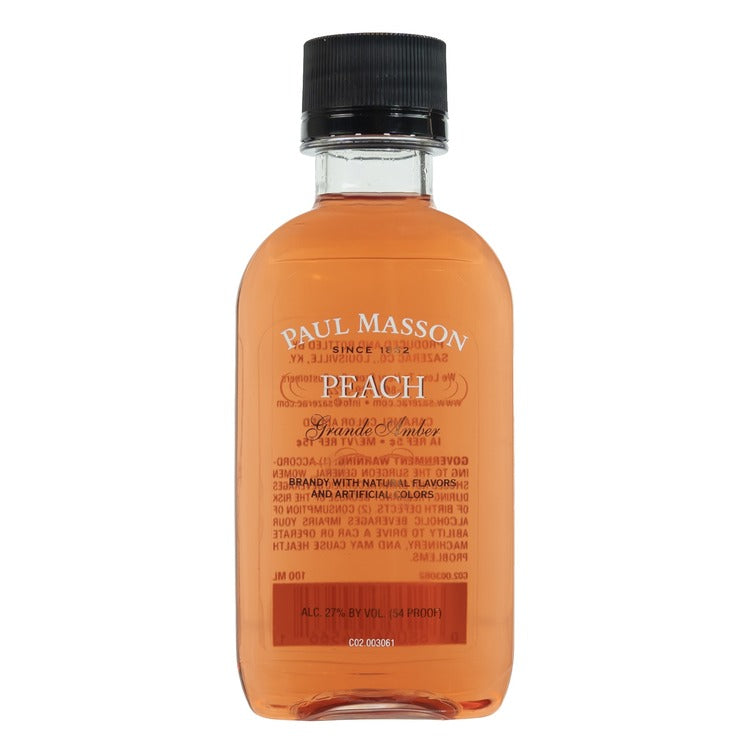 Paul Masson Peach Flavored Brandy Grande Amber 54 - 100ML - Front