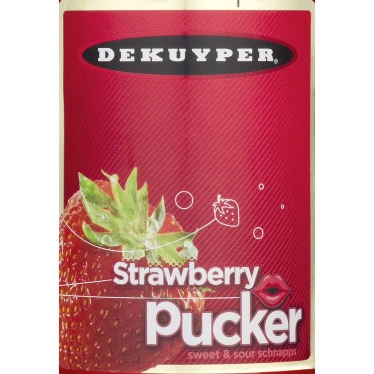 Dekuyper Sour Strawberry Schnapps Pucker 30 - 1.0L - Front Label