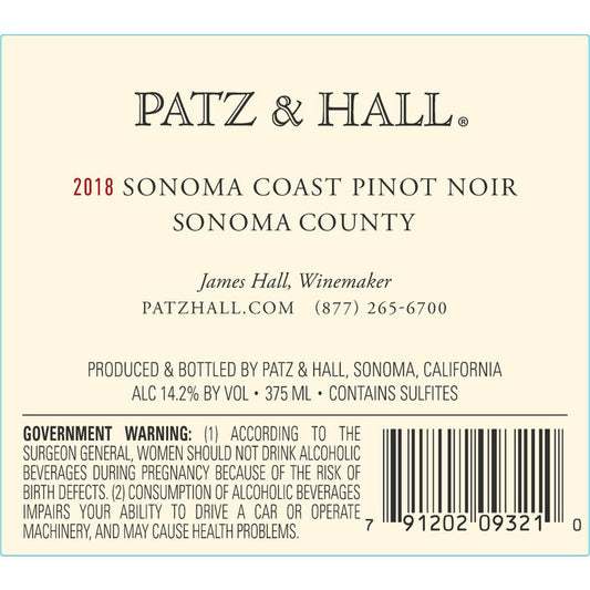 Patz & Hall Pinot Noir Sonoma Coast 2023 - 375ML - Back Label