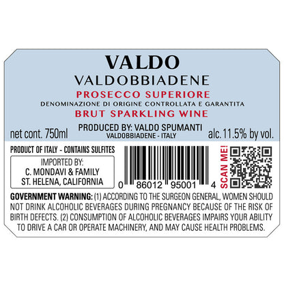 Valdo Valdobbiadene Prosecco Superiore Brut - 750ML - Back Label