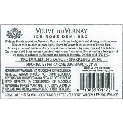 Veuve Du Vernay Demi Sec Rose Ice France - 750ML - Back