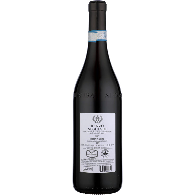 Renzo Seghesio Nebbiolo D'Alba Roe 2022 - 750ML - Back