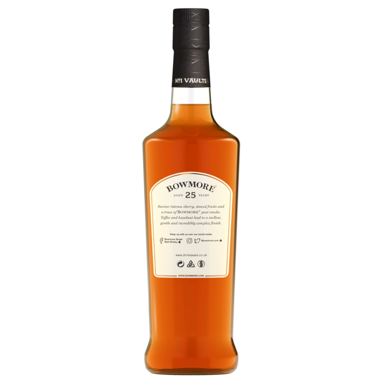 Bowmore Single Malt Scotch Small Batch Release 25 Yr 86 - 750ML - Back