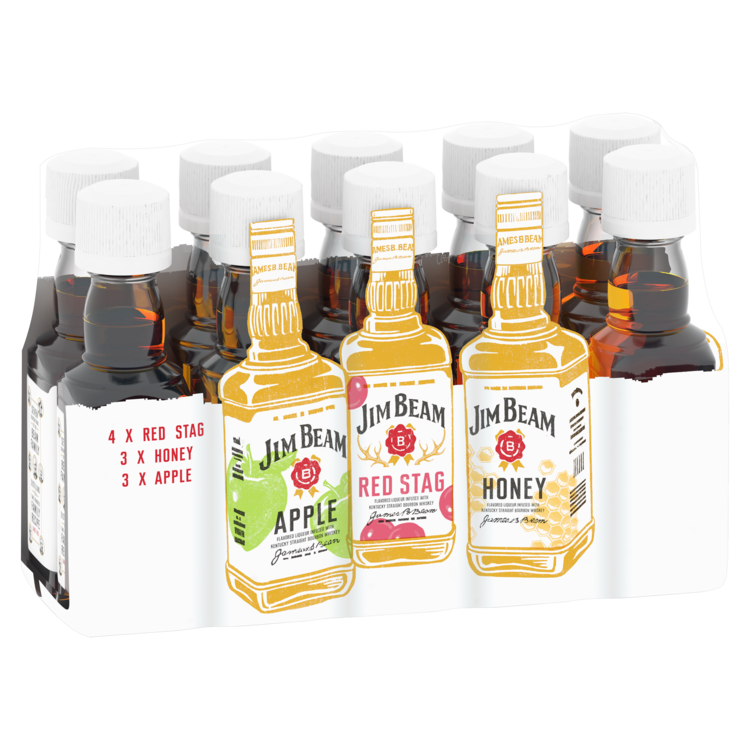 Jim Beam Flavored Whiskey Combo Honey 36, Apple 36 & Black Cherry 48 - 50ML - Front Label