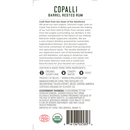 Copalli Barrel Rested Rum Single Estate 88 - 750ML