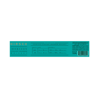 Hirsch Straight Bourbon The Horizon 92 - 750ML - Back Label