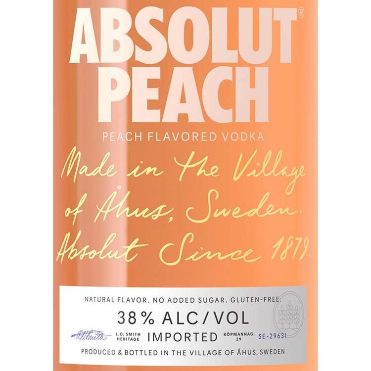Absolut Peach Flavored Vodka 76 - 750ML - Front Label