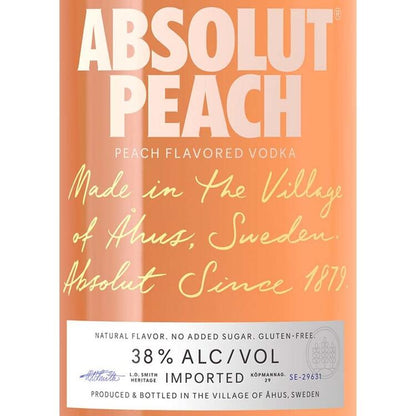 Absolut Peach Flavored Vodka 76 - 750ML - Front Label