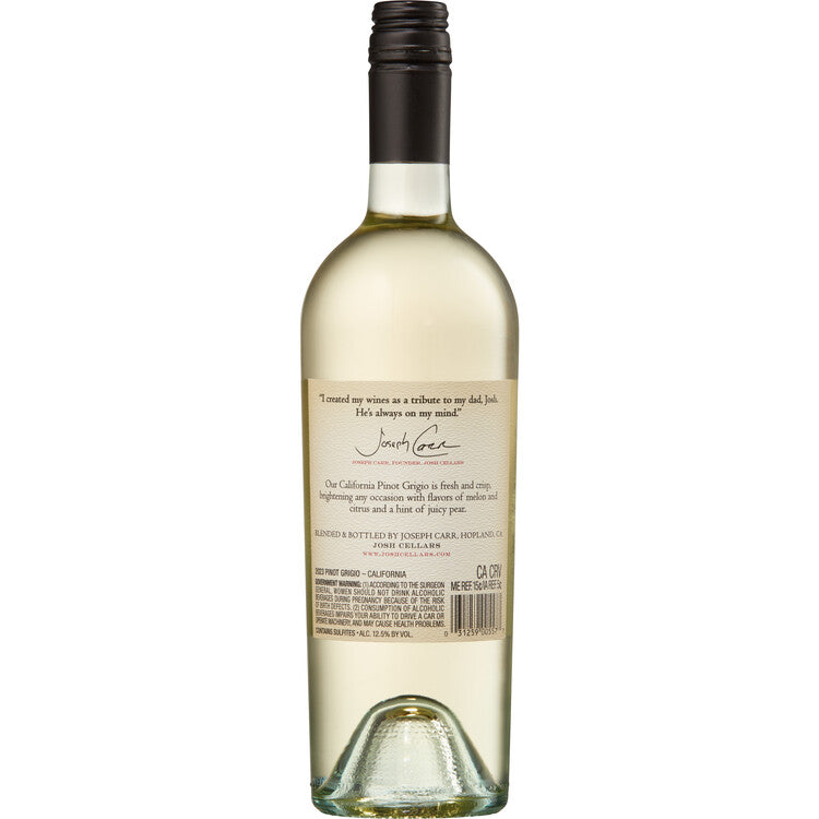 Josh Cellars Pinot Grigio California - 750ML - Back