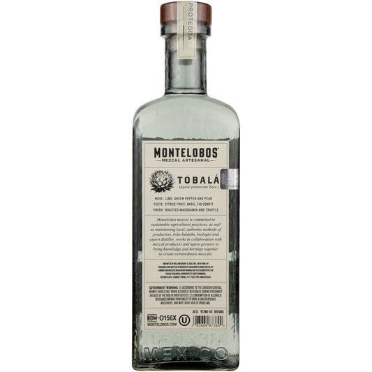 Montelobos Mezcal Artesanal Joven Tobala 93.6 - 750ML - Back