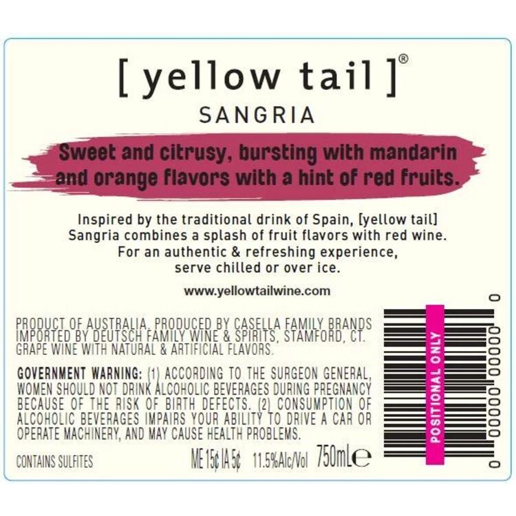 Yellow Tail Sangria - 1.5L - Back