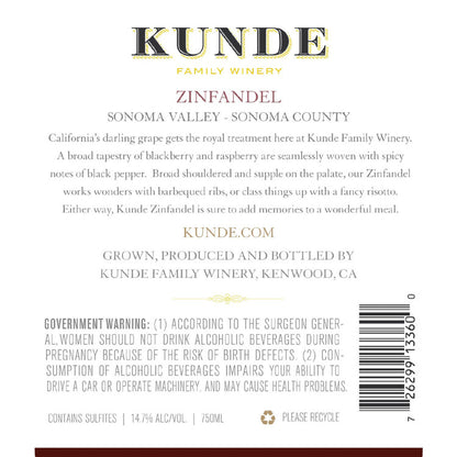 Kunde Family Estate Zinfandel Sonoma Valley 2021 - 750ML