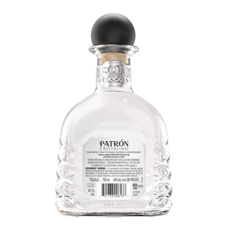 Patron Tequila Cristalino Anejo 80 - 750ML - Back
