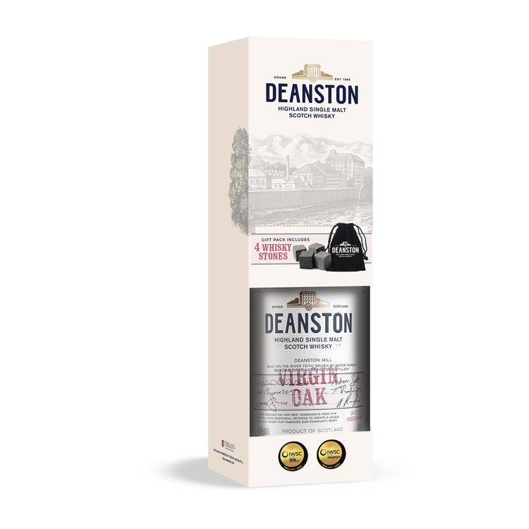 Deanston Single Malt Scotch Finished In Virgin Oak 92.6 W/ Whiskey Sto - 750ML - Front
