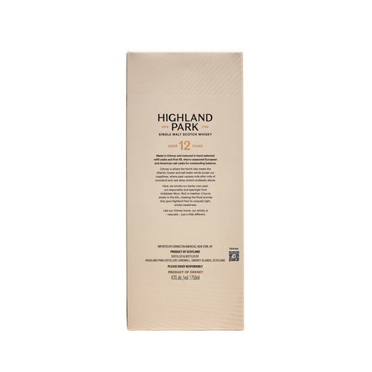Highland Park Single Malt Scotch 12 Yr 86 - 750ML - Back