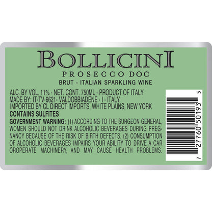 Bollicini Prosecco Treviso Brut - 750ML - Back Label