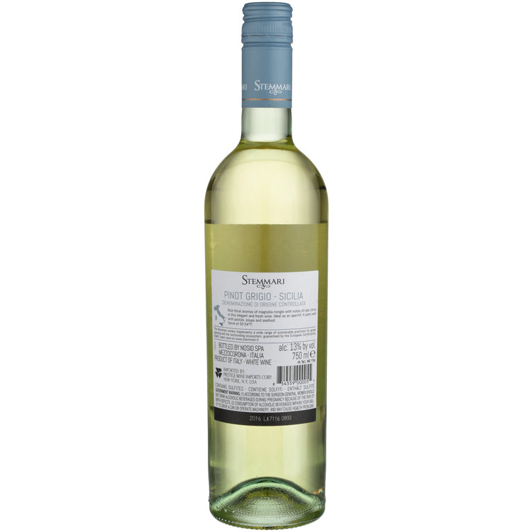 Stemmari Pinot Grigio Terre Siciliane - 750ML - Back