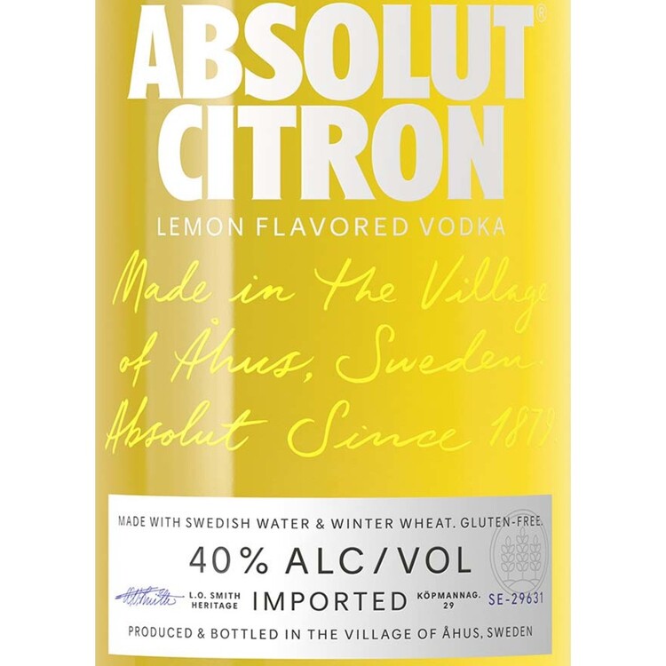 Absolut Lemon Flavored Vodka Citron 80 - 375ML - Front Label