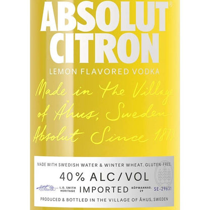 Absolut Lemon Flavored Vodka Citron 80 - 375ML - Front Label