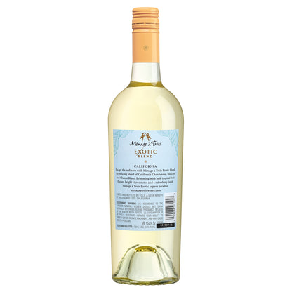 Menage A Trois White Wine Exotic Blend California - 750ML - Back