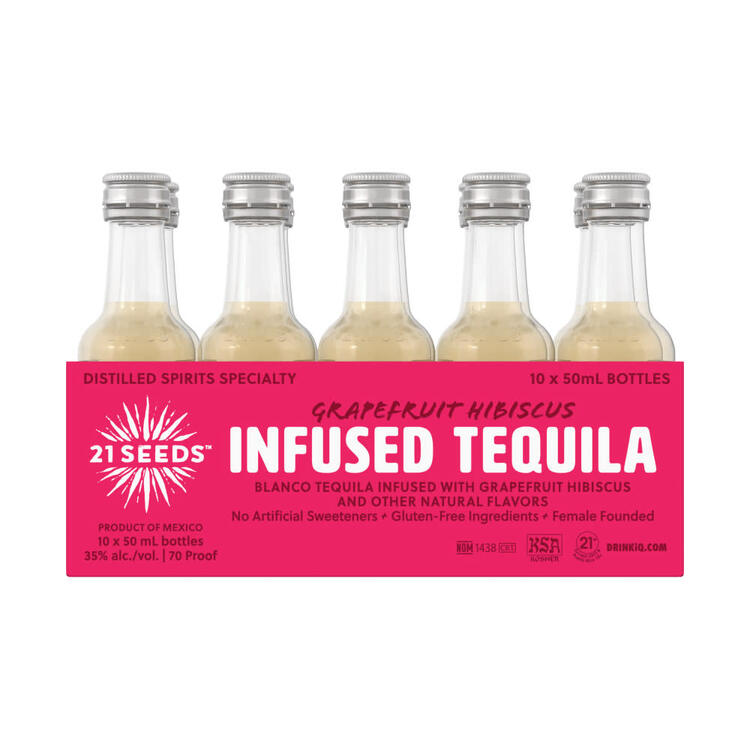 21 Seeds Grapefruit Hibiscus Infused Blanco Tequila 70 - 50ML - Front
