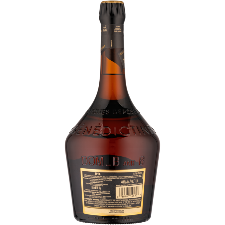 Benedictine Brandy Liqueur B&B 80 - 1.0L - Back