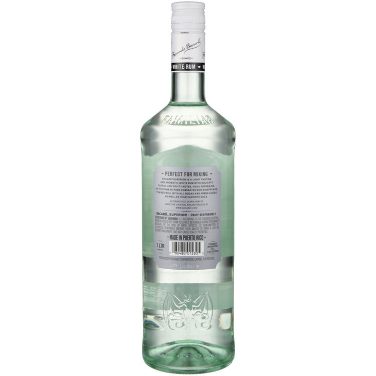 Bacardi Light Rum Superior 80 - 1.0L - Back
