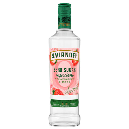 Smirnoff Strawberry & Rose Flavored Vodka Zero Sugar Infusions 60 - 750ML - Front
