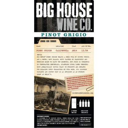 Big House Pinot Grigio Polly Adler Bootleggers Series California - 3.0L