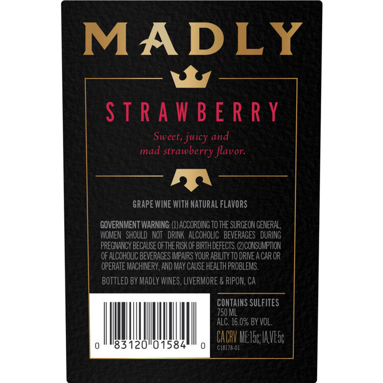 Madly Strawberry Flavored Wine - 750ML - Back Label