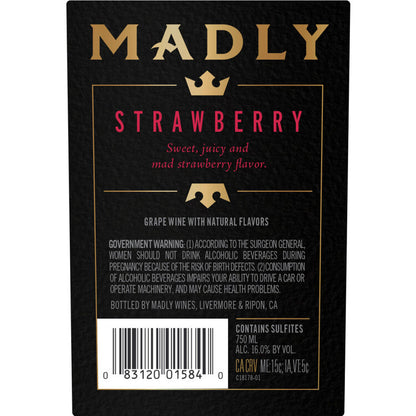 Madly Strawberry Flavored Wine - 750ML - Back Label