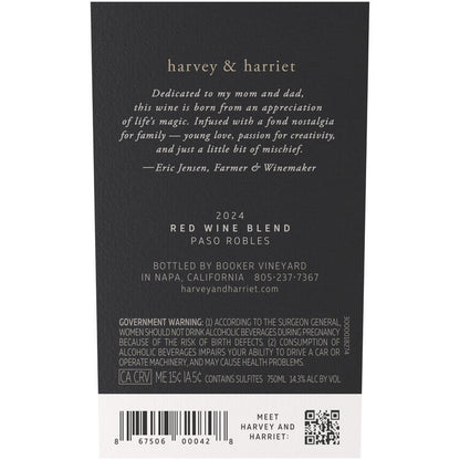 Harvey & Harriet Red Wine Blend Paso Robles 2023 - 750ML - Back Label