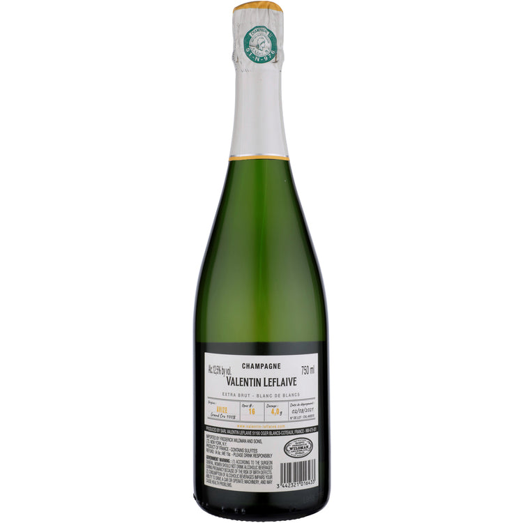 Valentin Leflaive Champagne Extra Brut Blanc De Blancs Avize 16 40 Gra - 750ML - Back
