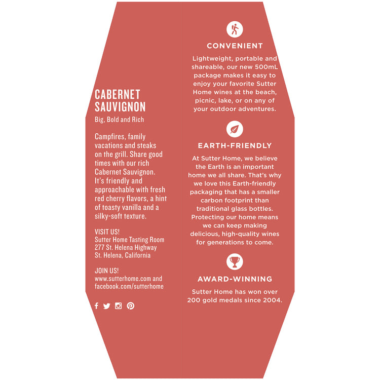 Sutter Home Cabernet Sauvignon California - 500ML - Back Label