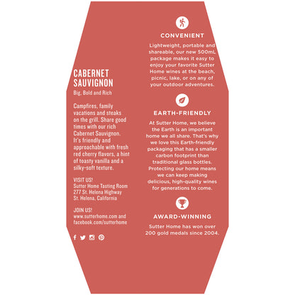 Sutter Home Cabernet Sauvignon California - 500ML - Back Label
